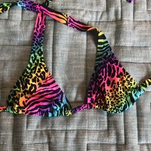 Roxy rainbow rave leopard bikini top